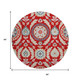 8' Red Gold And Blue Floral Washable Round Rug With UV Protection