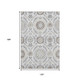10' X 14' Silver Gray And Beige Floral Washable Area Rug With UV Protection