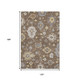 10' X 14' Chocolate Gold And Gray Floral Medallion Washable Area Rug With UV Protection