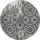 8' Black And Ivory Medallion Washable Round Rug With UV Protection