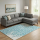 8' X 10' Teal And Ivory Medallion Washable Area Rug With UV Protection