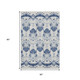 5' X 8' Navy Blue And Ivory Medallion Washable Area Rug With UV Protection