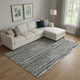 10' X 14' Black And Ivory Striped Washable Area Rug With UV Protection
