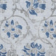 10' X 14' Sky Blue Gray And Silver Floral Washable Area Rug With UV Protection