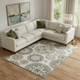 8' X 10' Beige Gray And Brown Medallion Washable Area Rug With UV Protection