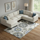 9' X 12' Pewter Blue And Gray Medallion Washable Area Rug With UV Protection
