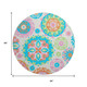 8' White Orange And Teal Medallion Washable Round Rug With UV Protection