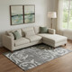 8' X 10' Charcoal Silver And Gray Floral Washable Area Rug With UV Protection