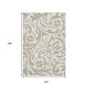 10' X 14' Ivory Beige And Taupe Floral Washable Area Rug With UV Protection