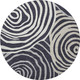 8' Black Ivory And Gray Abstract Washable Round Rug With UV Protection