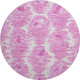 8' Pink And Ivory Diamond Washable Round Rug With UV Protection
