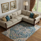 9' X 12' Blue Gold And Rust Floral Medallion Washable Area Rug With UV Protection