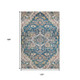 10' X 14' Blue Gold And Rust Floral Medallion Washable Area Rug With UV Protection