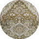 8' Brown Ivory And Taupe Floral Medallion Washable Round Rug With UV Protection