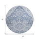 8' Denim Blue Ivory And Gray Floral Medallion Washable Round Rug With UV Protection