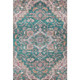 5' X 8' Emerald Beige And Teal Floral Medallion Washable Area Rug With UV Protection