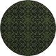 8' Olive Green And Charcoal Medallion Washable Round Rug With UV Protection