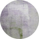 8' Purple Ivory And Green Abstract Washable Round Rug With UV Protection