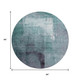 8' Teal Ivory And Purple Abstract Washable Round Rug With UV Protection