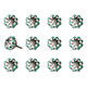 Set of Twelve Green Silver And White Geometric Ceramic Drawer Pull Knobs