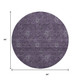 8' Eggplant And Ivory Floral Washable Round Rug With UV Protection