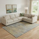 10' X 14' Brown Gold And Taupe Abstract Washable Area Rug With UV Protection
