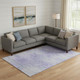 9' X 12' Plum And Ivory Abstract Washable Area Rug With UV Protection