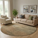 8' Terra Cotta Gray And Beige Abstract Washable Round Rug With UV Protection