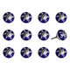 Set of Twelve Blue And White Geometric Ceramic Drawer Pull Knobs