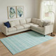 10' X 14' Teal And Ivory Southwestern Washable Area Rug With UV Protection