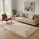 5' X 8' Salmon And Ivory Abstract Geometric Washable Area Rug With UV Protection