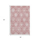 5' X 8' Pink And Ivory Medallion Washable Area Rug With UV Protection
