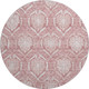 8' Pink And Ivory Medallion Washable Round Rug With UV Protection