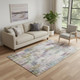 5' X 8' Plum Gold And Ivory Abstract Washable Area Rug With UV Protection