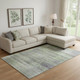 9' X 12' Artichoke Green And Gray Striped Washable Area Rug With UV Protection