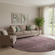 8' Merlot And Gray Striped Washable Round Rug With UV Protection