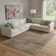 10' X 14' Rust And Gray Striped Washable Area Rug With UV Protection