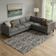 9' X 12' Chocolate Beige And Gray Damask Washable Area Rug With UV Protection