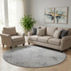 8' Gray And Silver Abstract Geometric Washable Round Rug With UV Protection