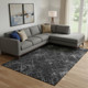 10' X 14' Charcoal And Ivory Abstract Geometric Washable Area Rug With UV Protection