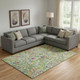 8' X 10' Fern Green Blue And Pink Paisley Washable Area Rug With UV Protection