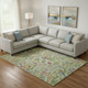 10' X 14' Fern Green Blue And Pink Paisley Washable Area Rug With UV Protection