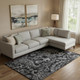 10' X 14' Black And Silver Paisley Washable Area Rug With UV Protection