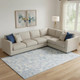 8' X 10' Sky Blue And Ivory Paisley Washable Area Rug With UV Protection