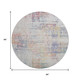 8' Ivory Blue And Gold Abstract Washable Round Rug With UV Protection