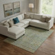 8' X 10' Green And Gold Abstract Washable Area Rug With UV Protection