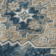 8' Navy Blue Ivory And Beige Medallion Washable Round Rug With UV Protection