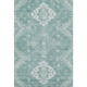 3' X 5' Aqua And Ivory Medallion Washable Area Rug With UV Protection