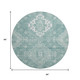 8' Aqua And Ivory Medallion Washable Round Rug With UV Protection