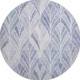 8' Denim Blue And Ivory Geometric Washable Round Rug With UV Protection